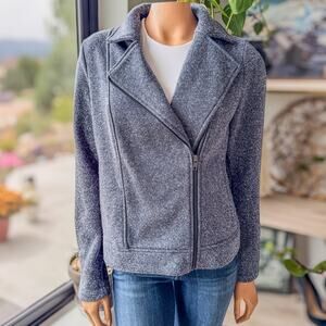 Banana Republic, Women's Medium Asymmetrical Zip Up Sweater Jacket in Stone Blue
